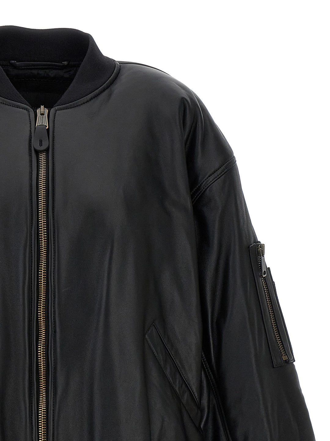 Leather Bomber Jacket Giacche Nero