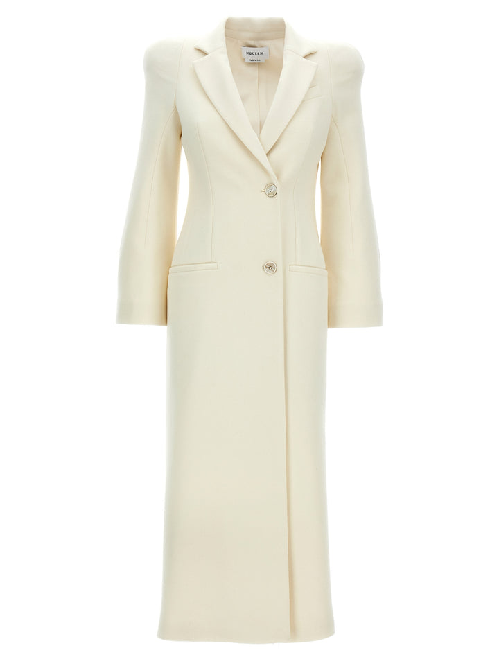 Double-Breasted Coat With Shaped Shoulders Trench E Impermeabili Bianco