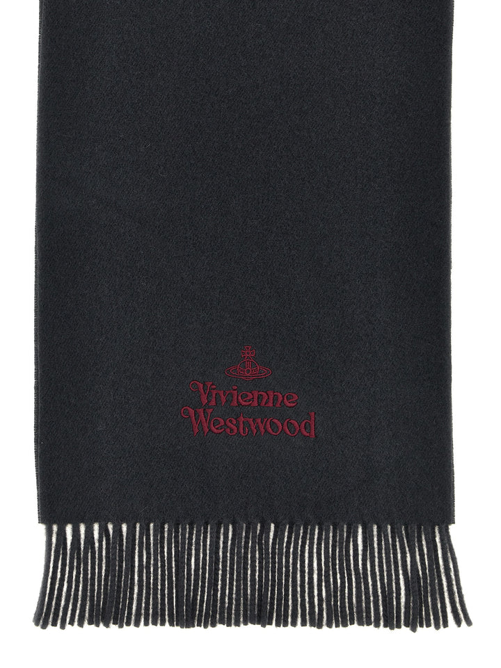 Embroidered Logo Scarf Sciarpe Grigio