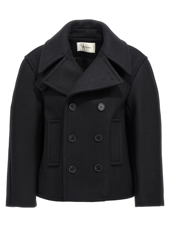 Oversized Caban Coat Trench E Impermeabili Nero