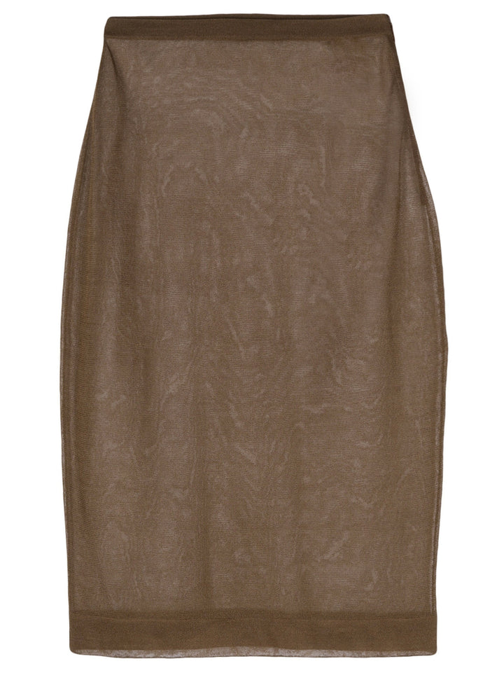 Knitted Pencil Skirt Gonne Marrone