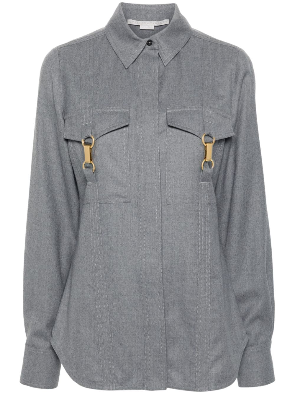 Flannel hardware detailed shirt light grey melange