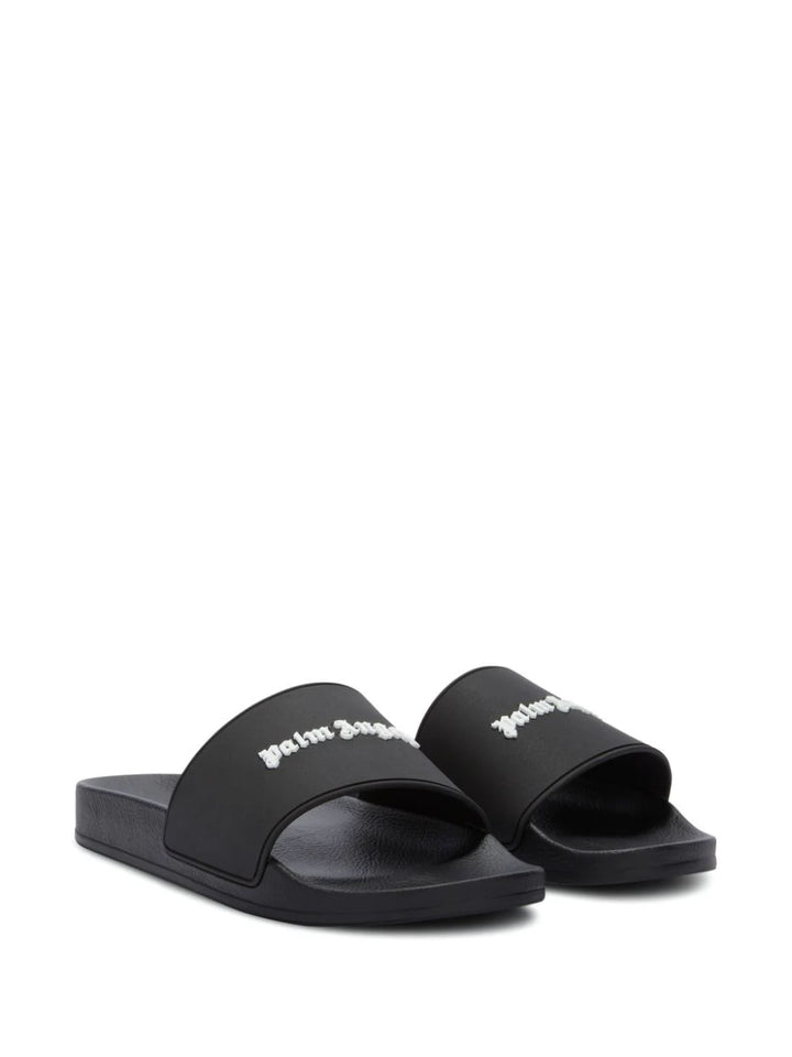 Sandali slides con logo goffrato