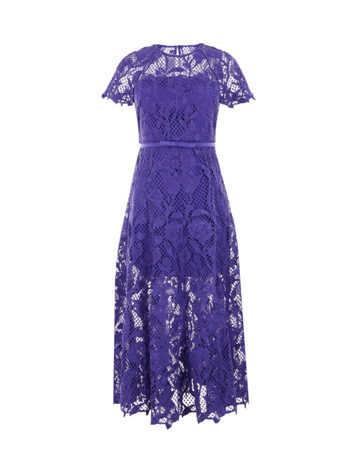 Cobalt lace midi dress