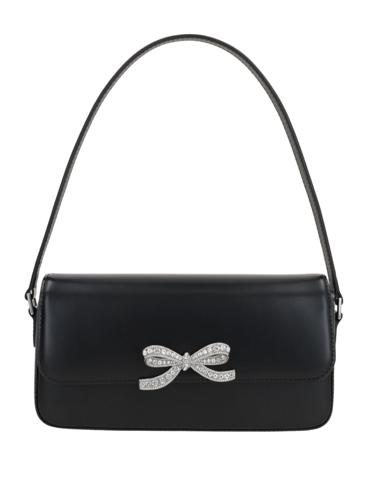 Black leather baguette bag