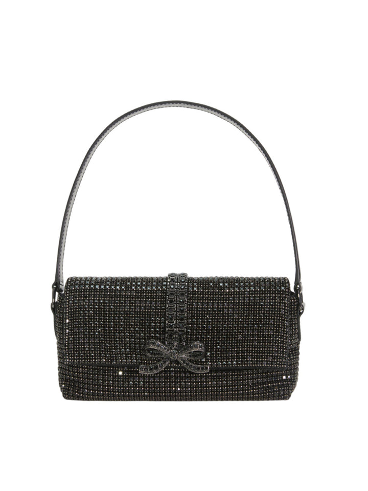 Black rhinestone chainmail baguette bag