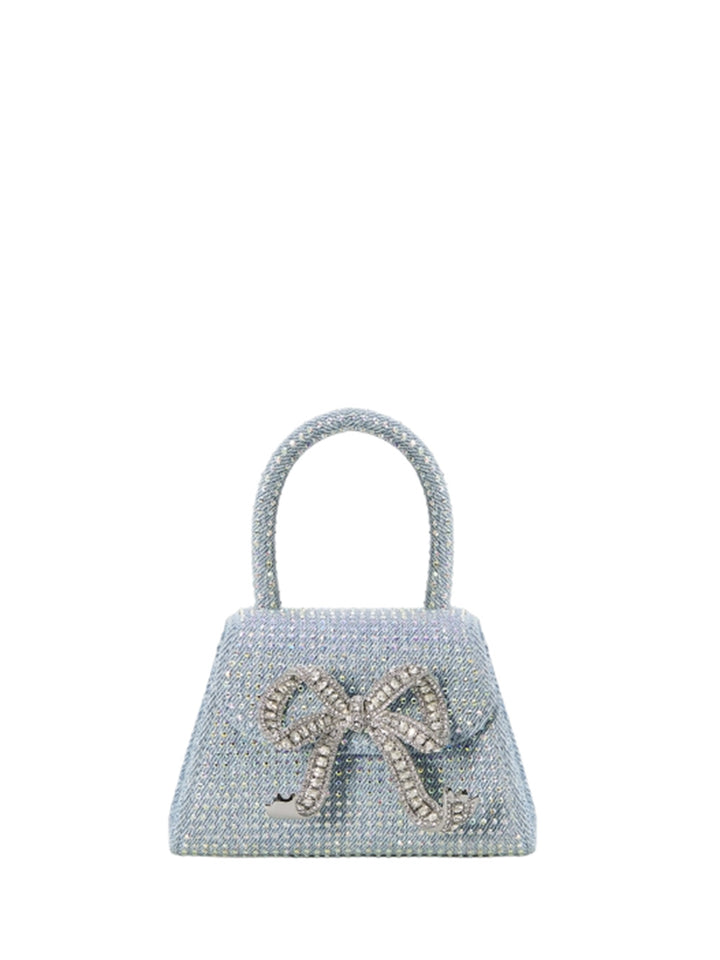 Blue rhinestone denim micro bag