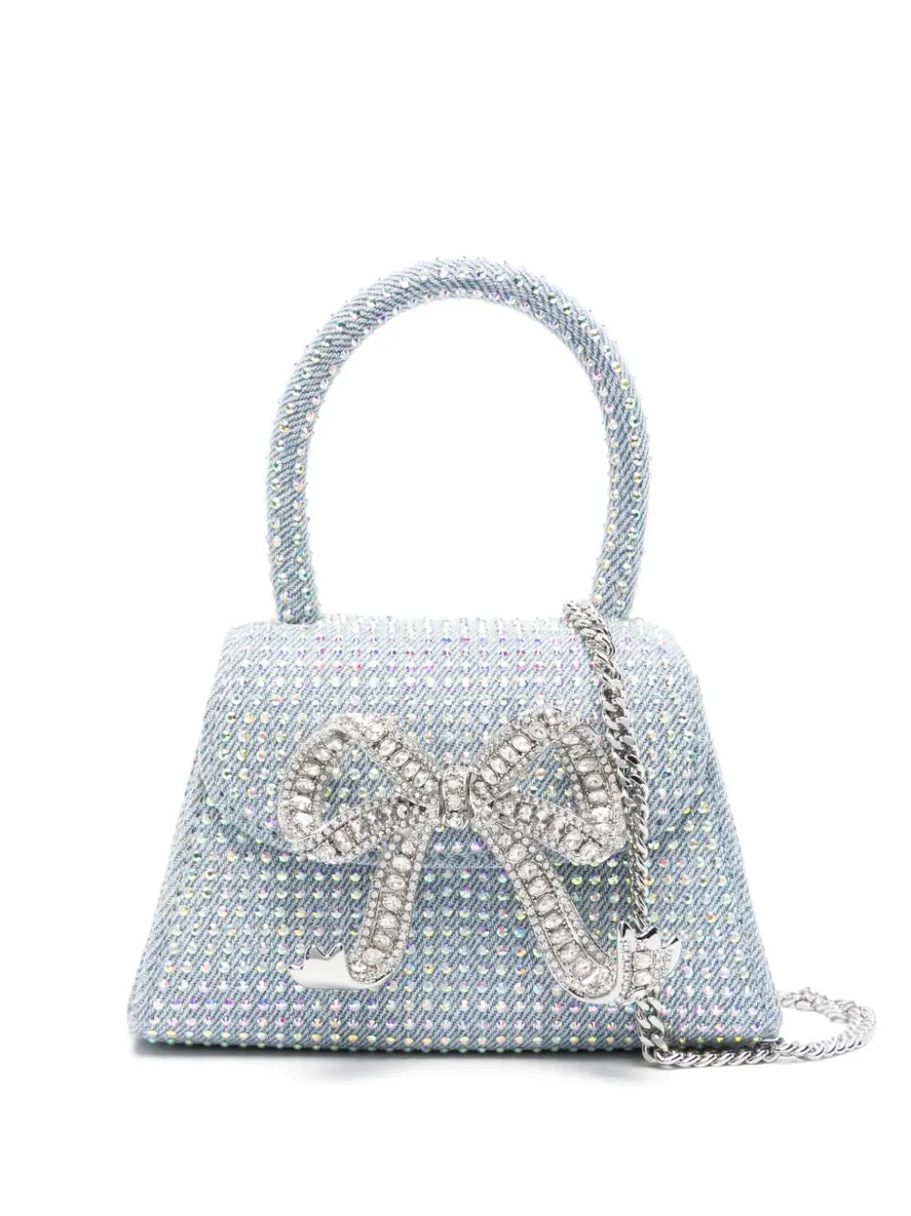 Blue rhinestone denim micro bag