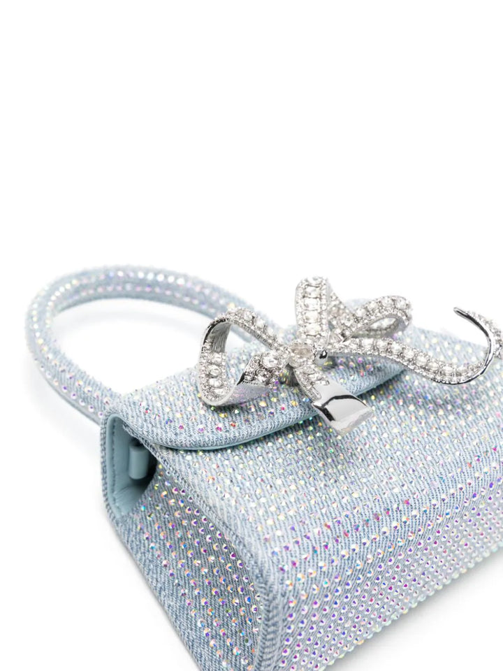 Blue rhinestone denim micro bag