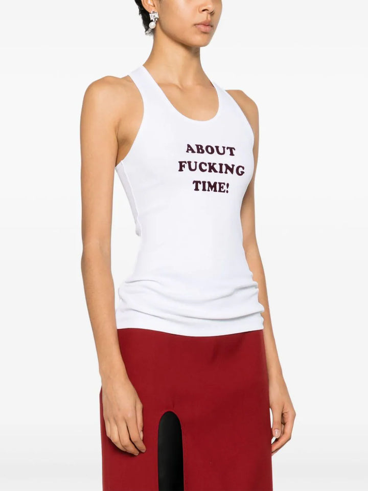 About f* time tank top white/burgundy