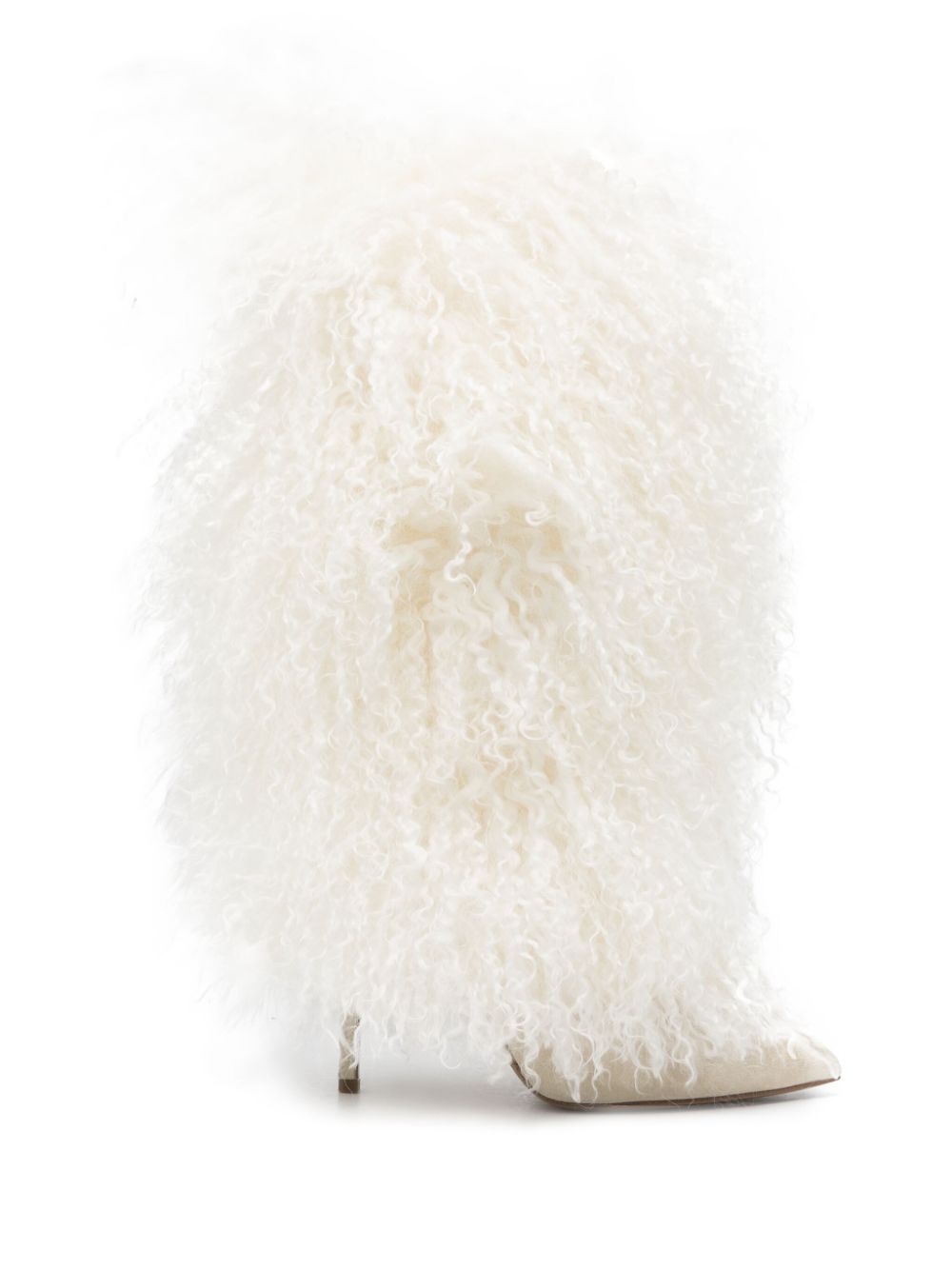 Furry stiletto midcalf boot