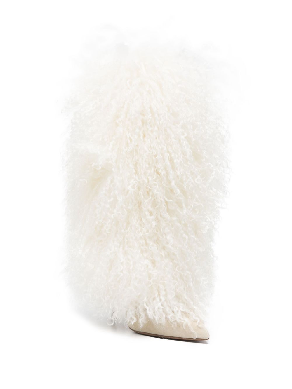 Furry stiletto midcalf boot