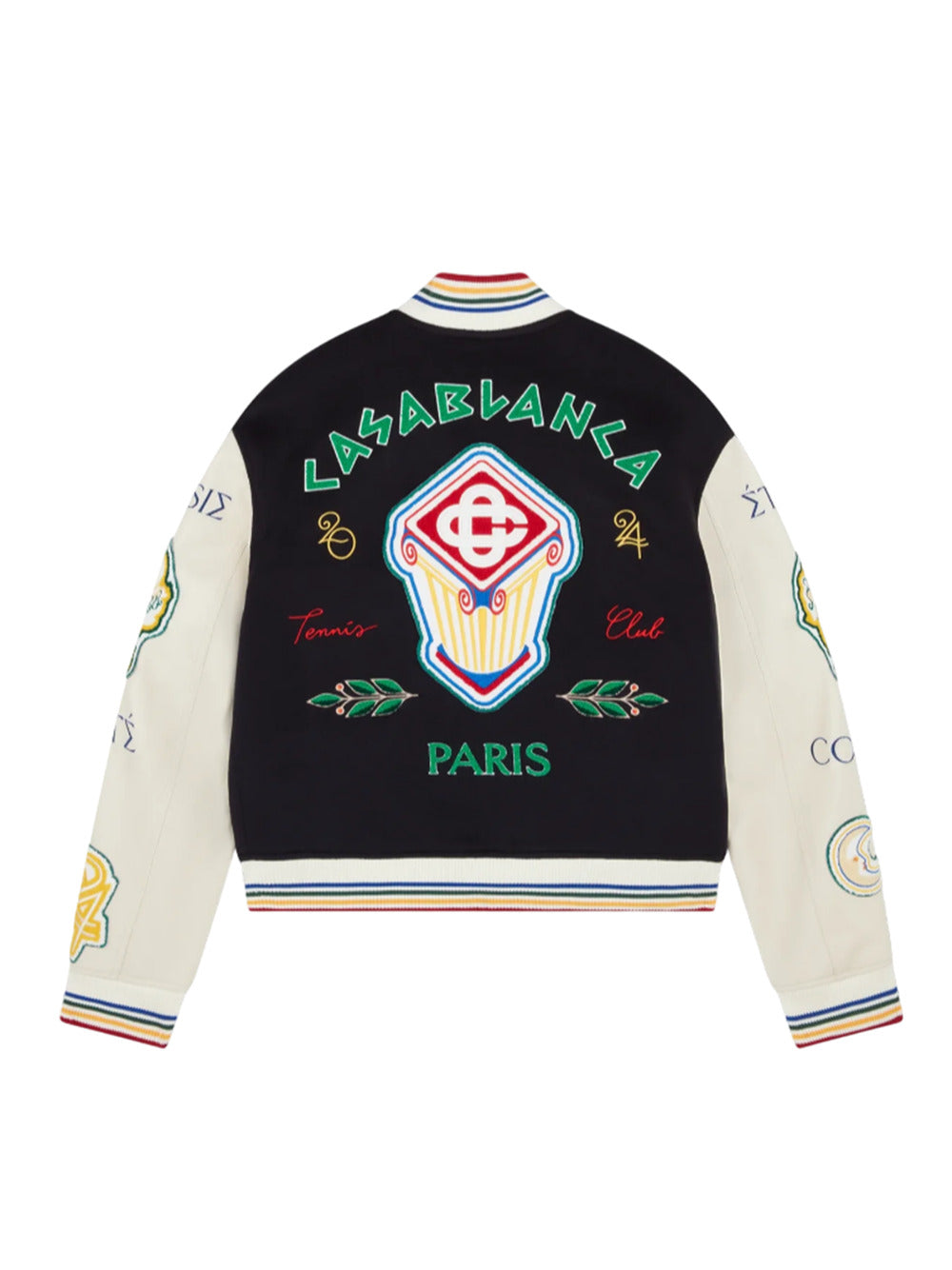 Chenille embroidered patchwork bomber jacket