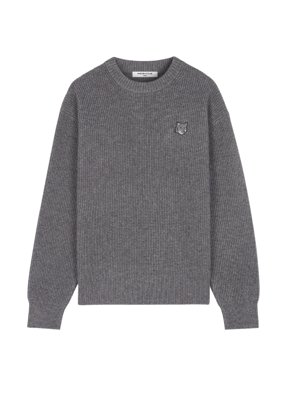 Fox-patch ribbed-knit jumper