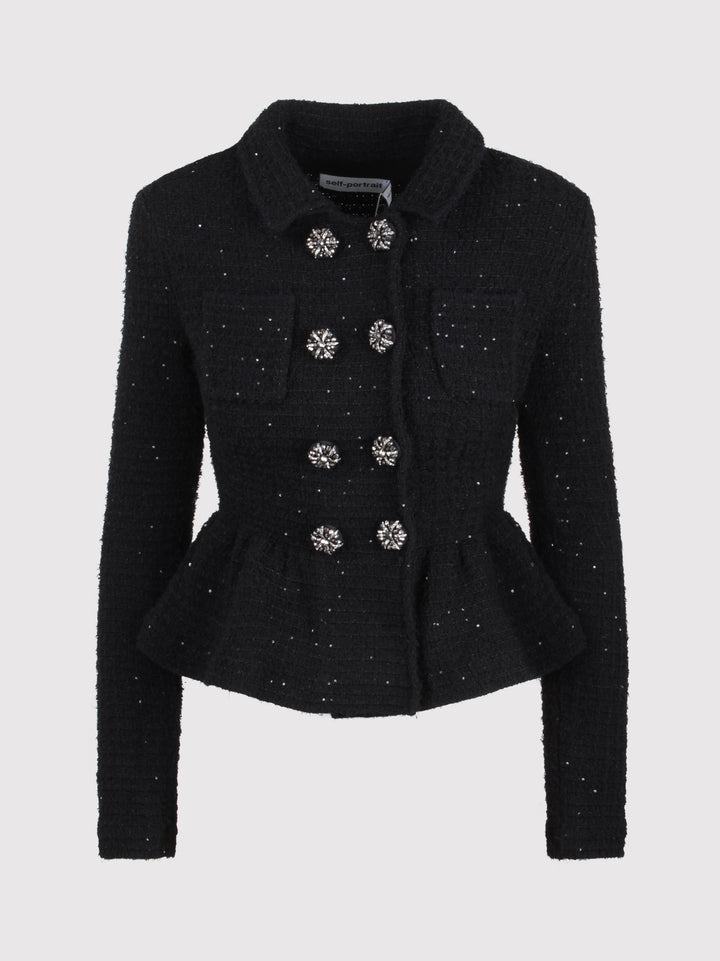 Textured knit peplum jacket