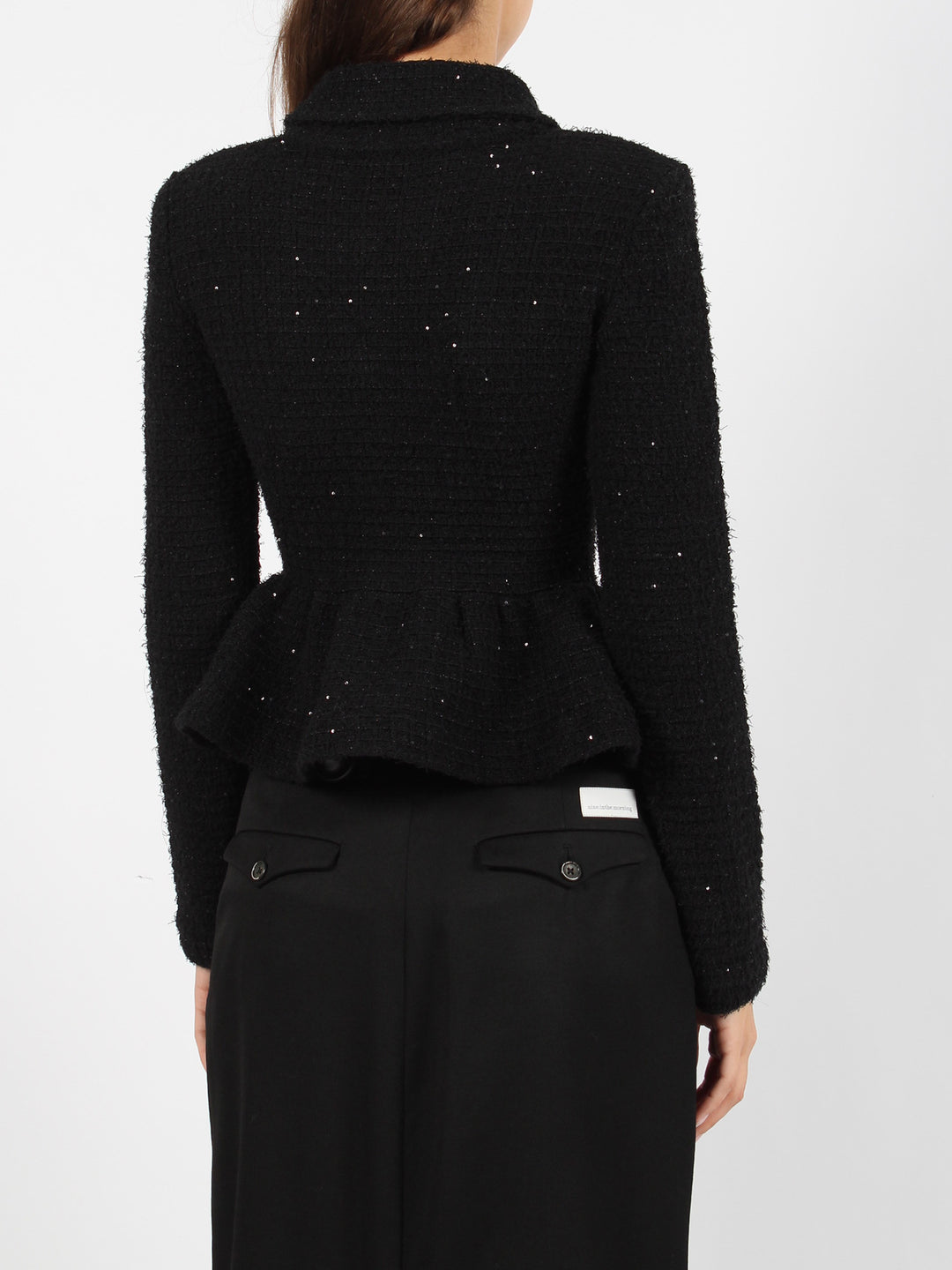 Textured knit peplum jacket