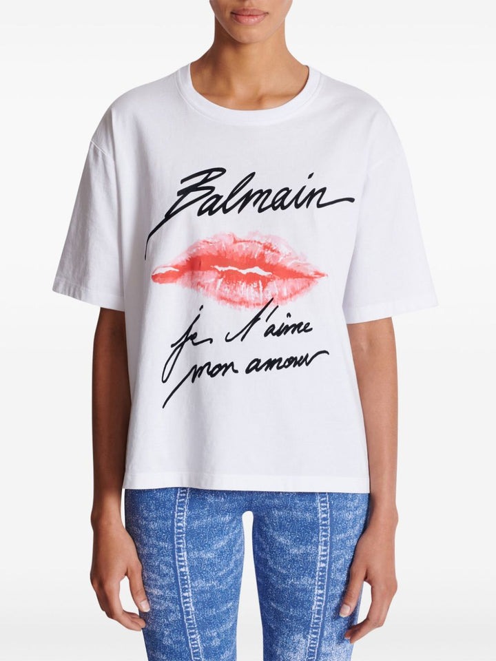 Ss balmain kiss print t-shirt