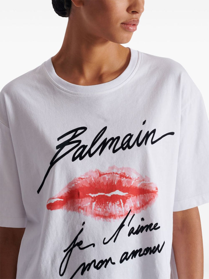 Ss balmain kiss print t-shirt