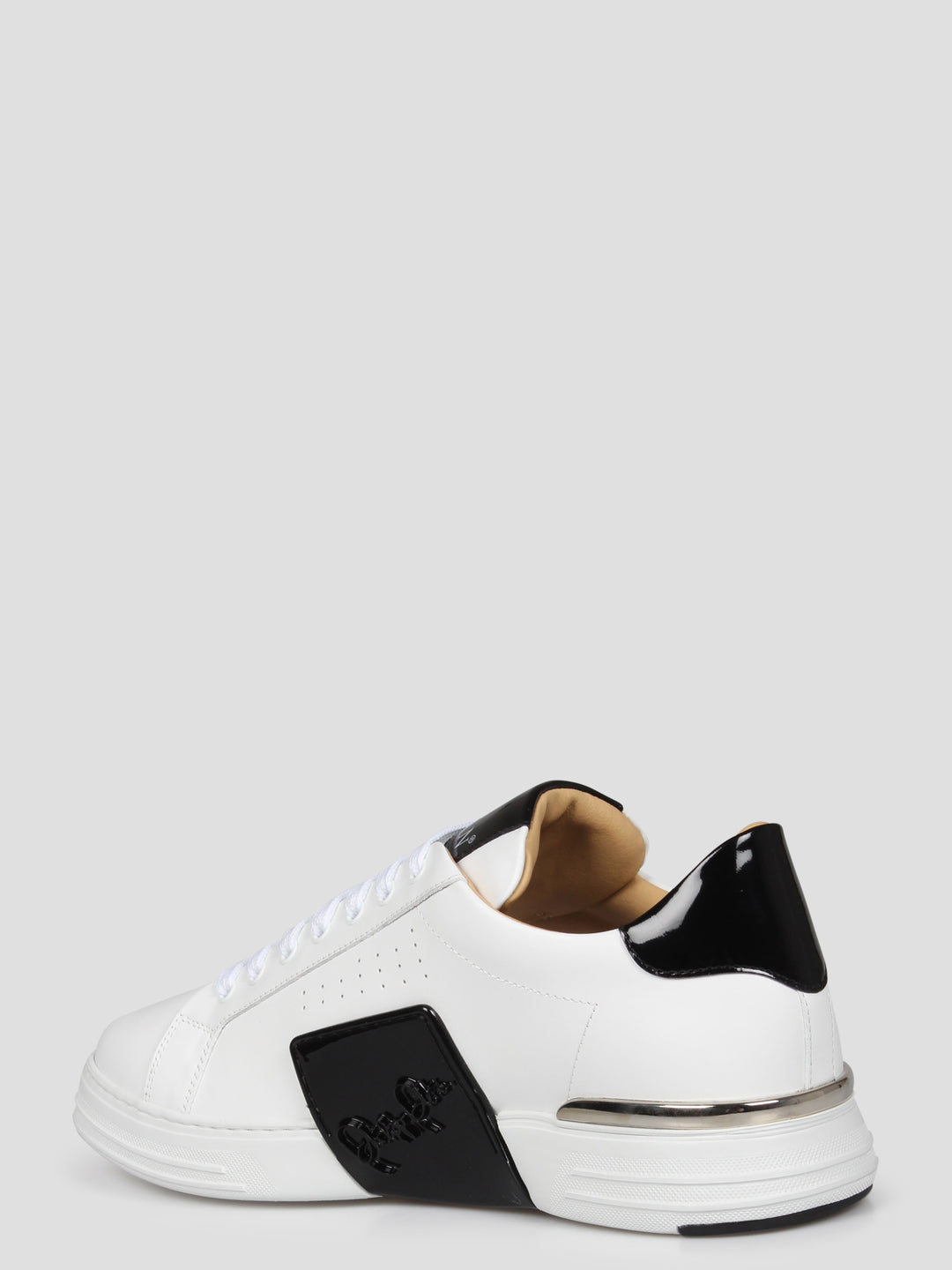 Mix leather lo-top sneakers hexagon