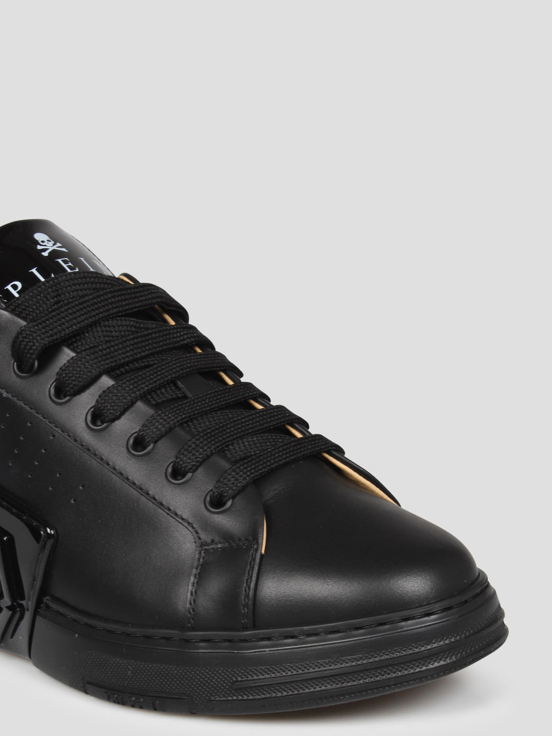 Mix leather lo-top sneakers hexagon