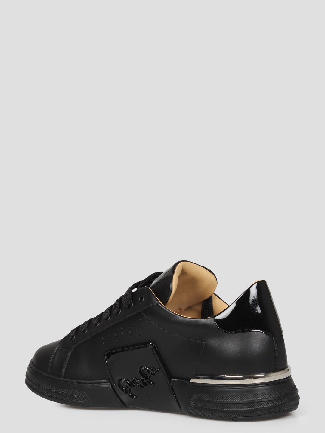 Mix leather lo-top sneakers hexagon