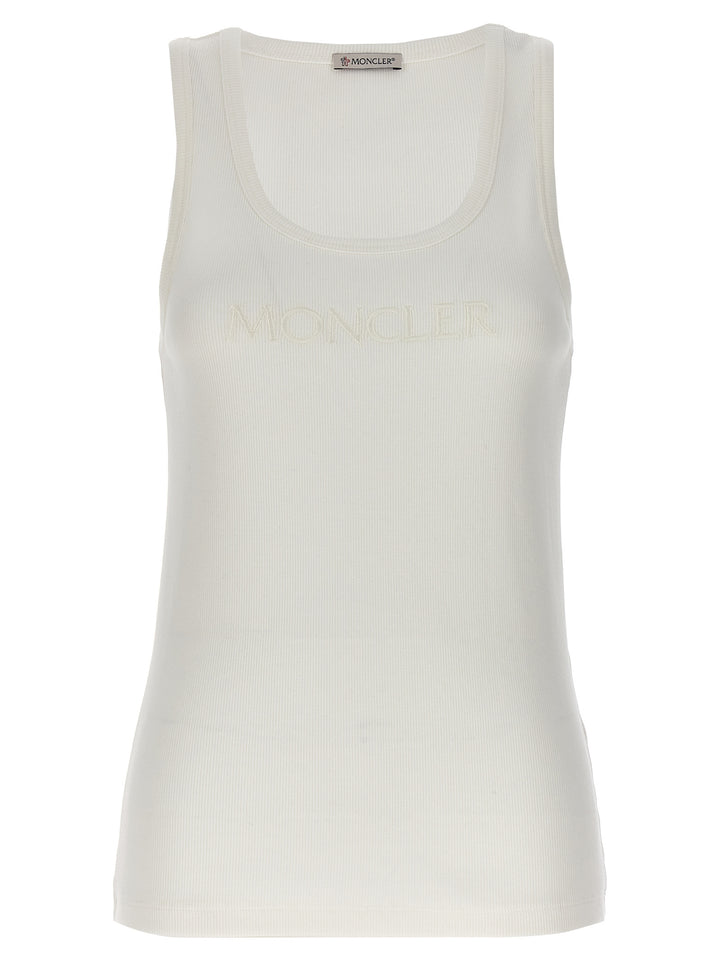 Logo Embroidery Tank Top Top Bianco