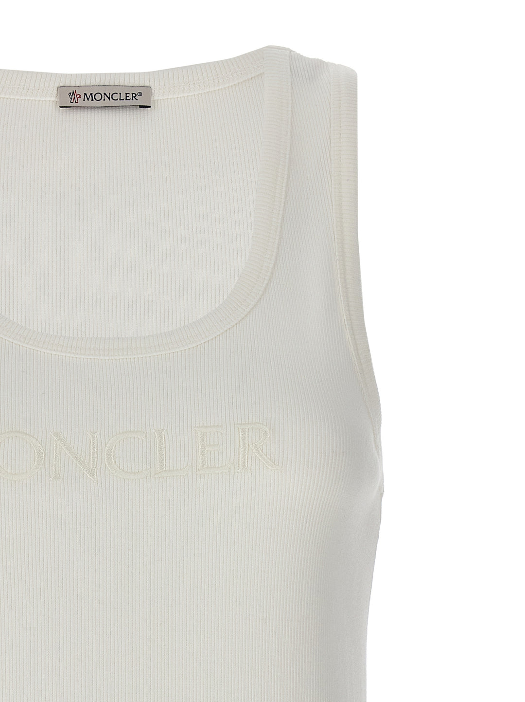 Logo Embroidery Tank Top Top Bianco