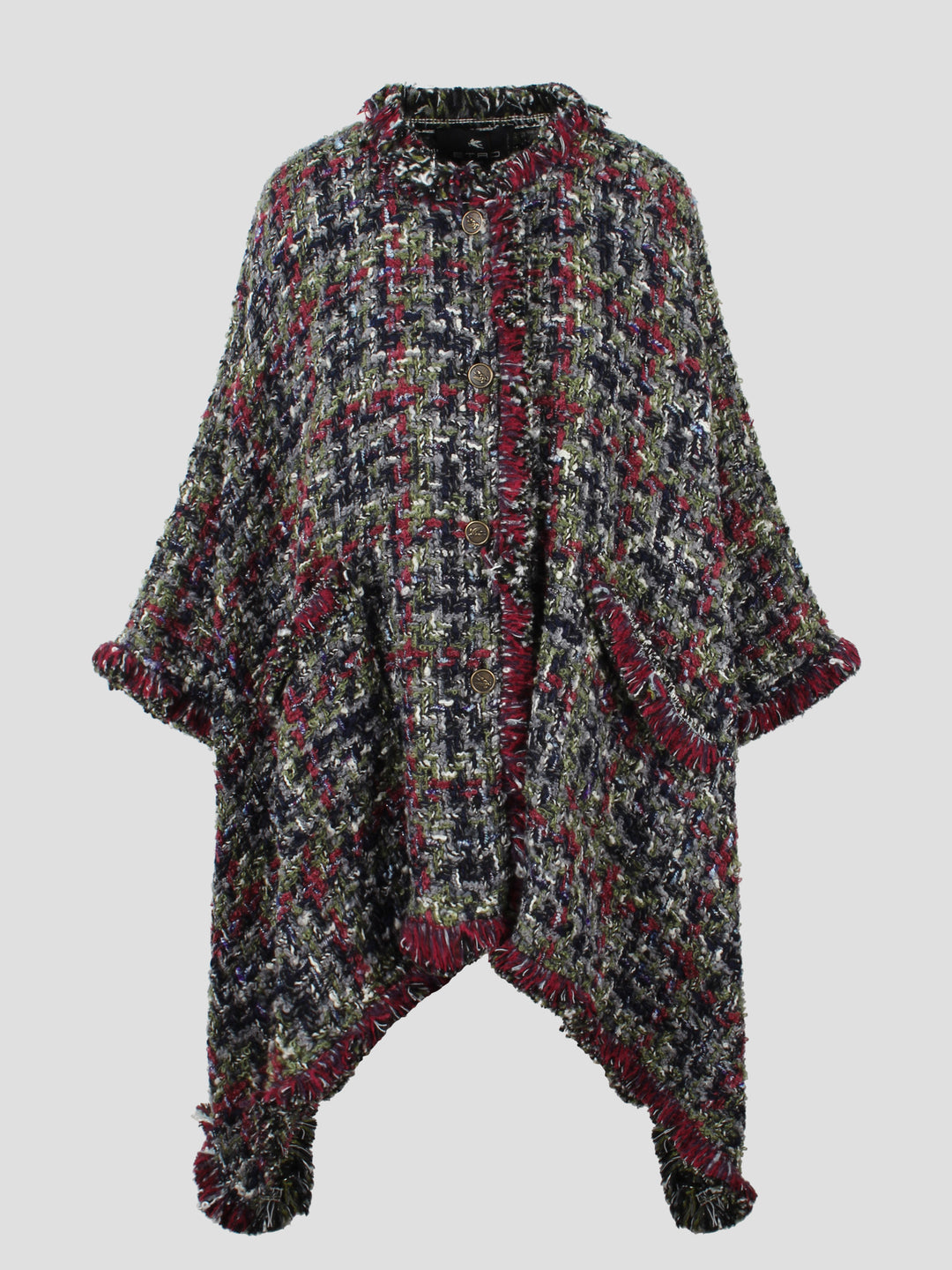 Multicolor tweed poncho