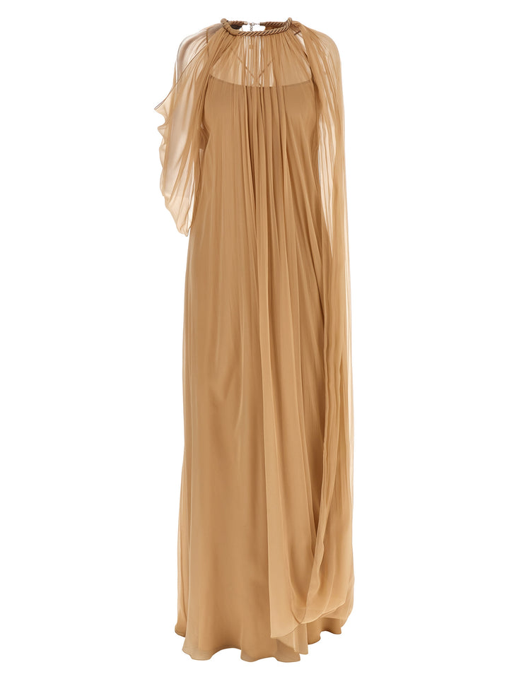 Long Chiffon Dress Abiti Beige