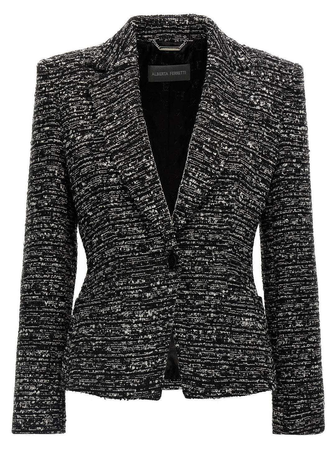 Boucle Single-Breasted Blazer Blazer And Suits Bianco/Nero