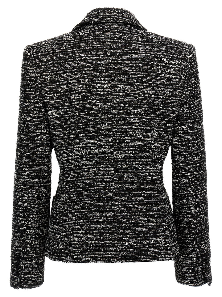 Boucle Single-Breasted Blazer Blazer And Suits Bianco/Nero