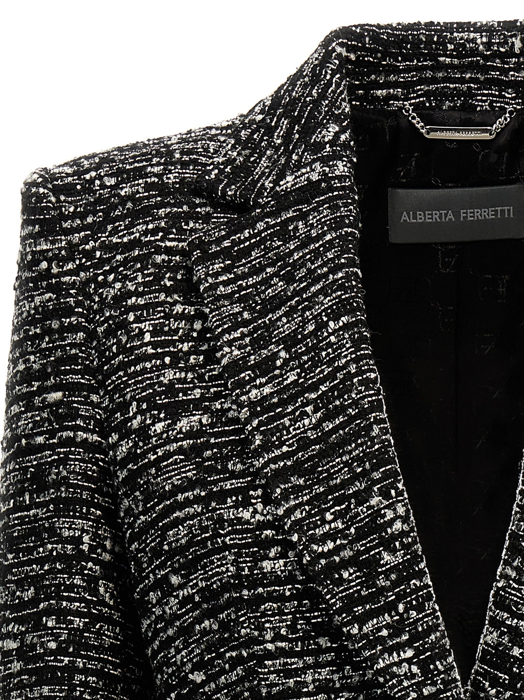 Boucle Single-Breasted Blazer Blazer And Suits Bianco/Nero