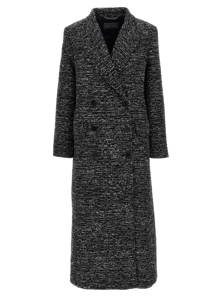 Long Bouclé Coat Trench E Impermeabili Bianco/Nero