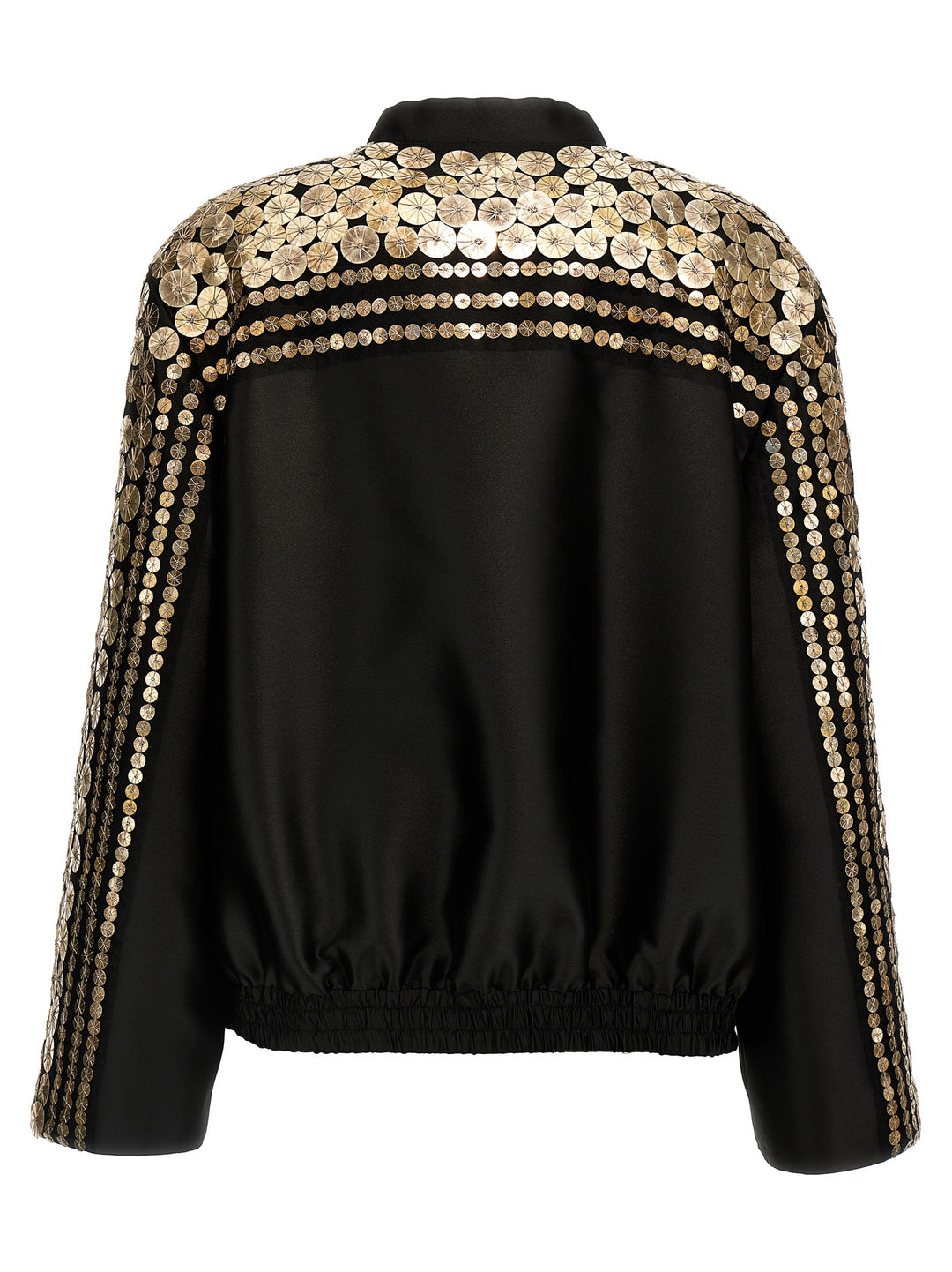 Sequin Satin Bomber Jacket Giacche Nero