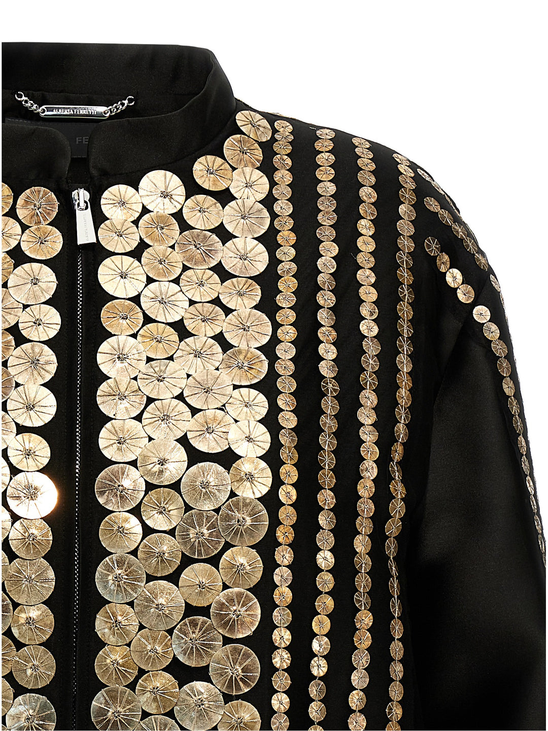 Sequin Satin Bomber Jacket Giacche Nero