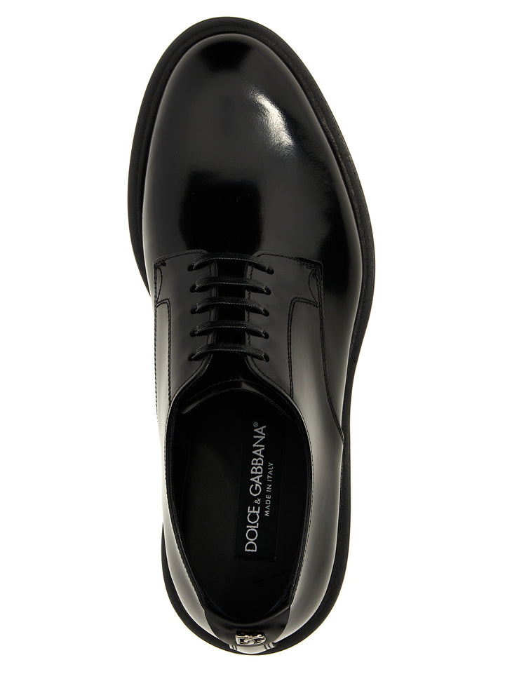 Brushed Leather Derby Stringate Nero