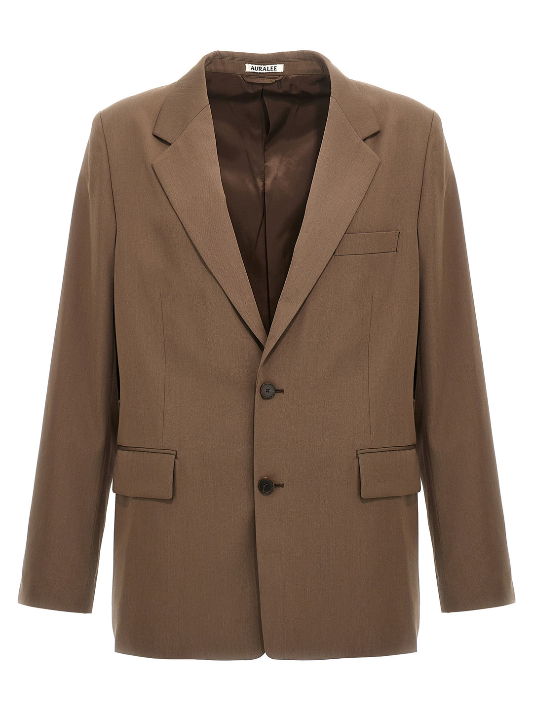 Single-Breasted Wool Blazer Marrone