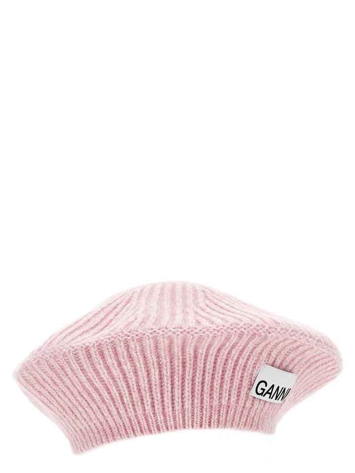 Logo Ribbed Beanie Cappelli Rosa