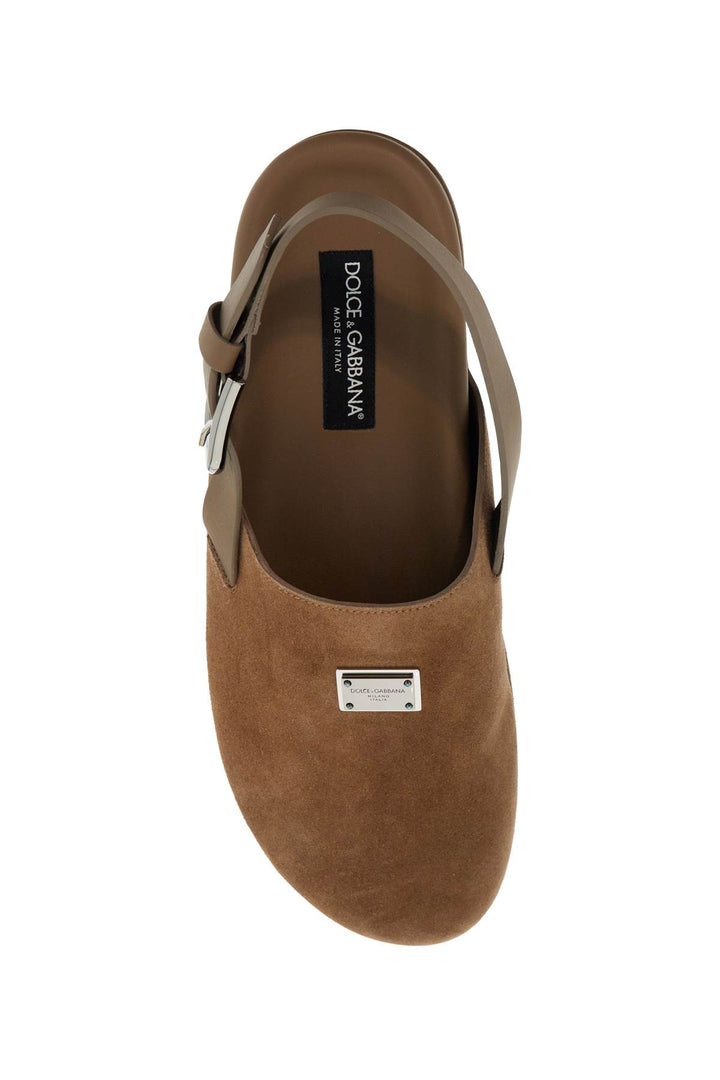 Sabot In Suede Con Placca Logo