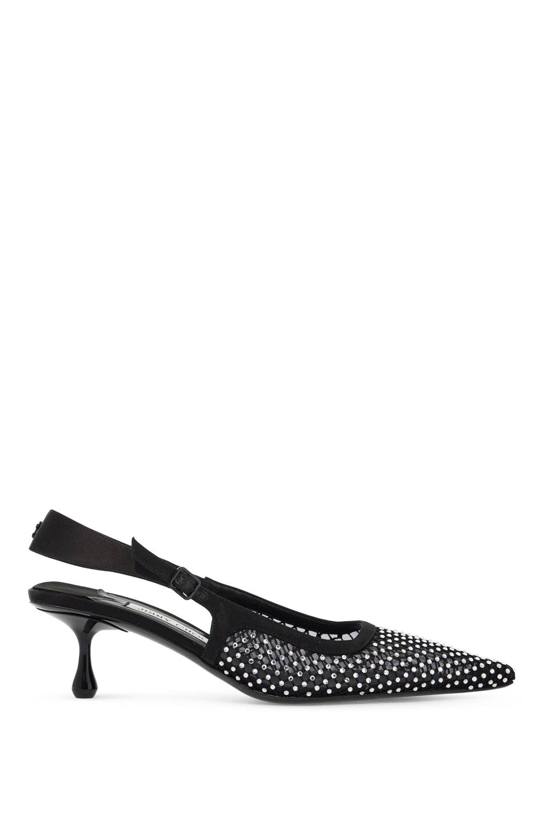 Décolleté Slingback Amel 50 In Mesh E Raso Con Cristalli