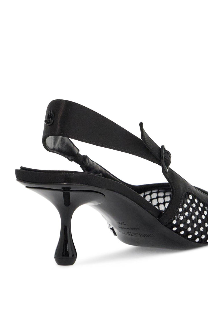 Décolleté Slingback Amel 50 In Mesh E Raso Con Cristalli