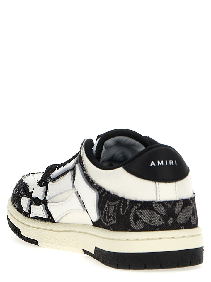 Bandana Denim Skel Top Low Sneakers Bianco/Nero