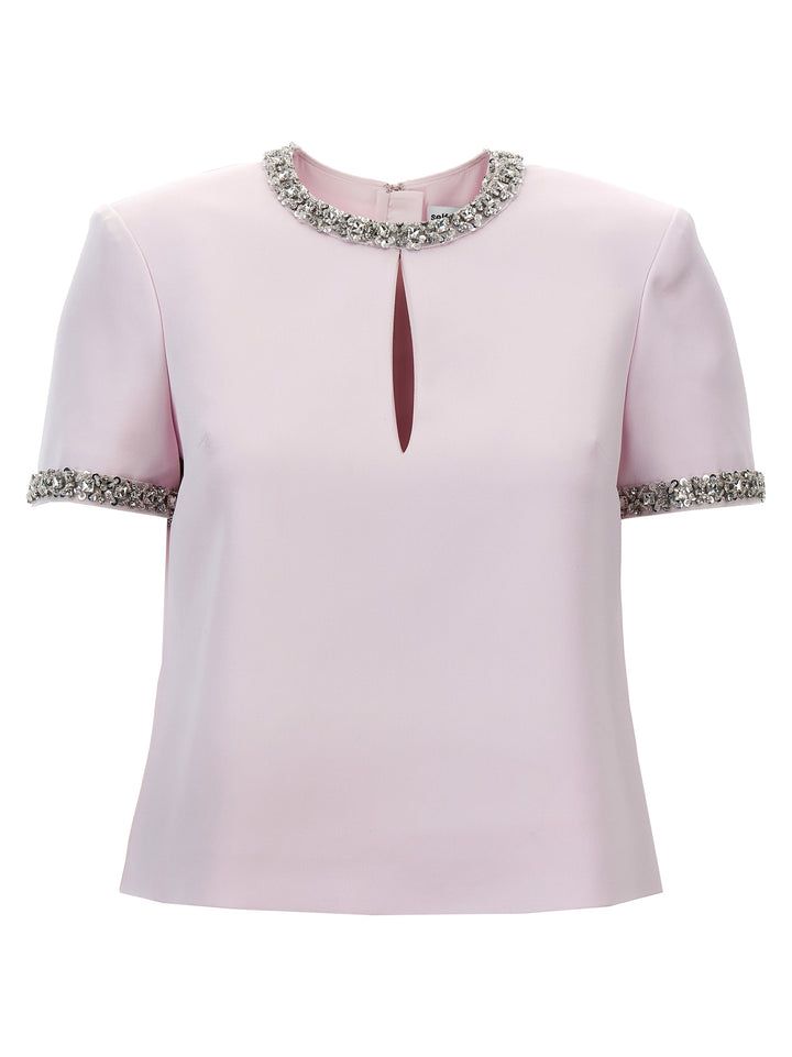 Pink Satin Embellished Top Rosa