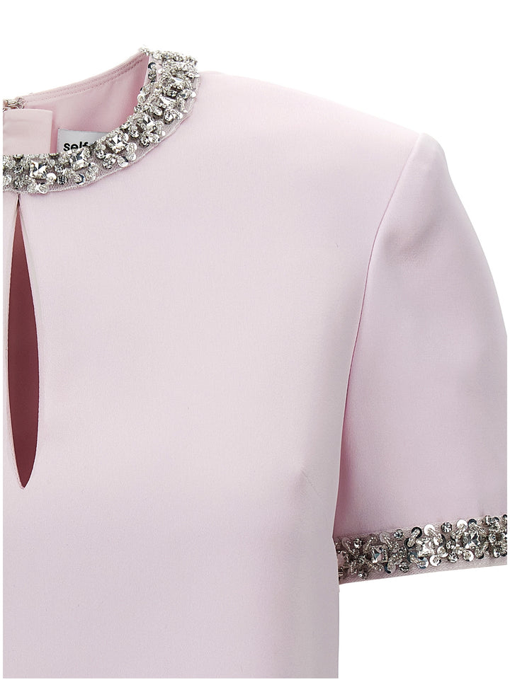 Pink Satin Embellished Top Rosa