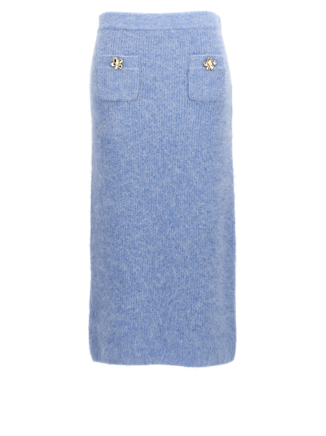 Blue Soft Knit Midi Gonne Celeste