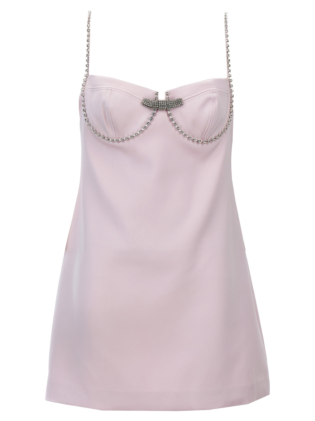 Pink Satin Diamante Mini Abiti Rosa