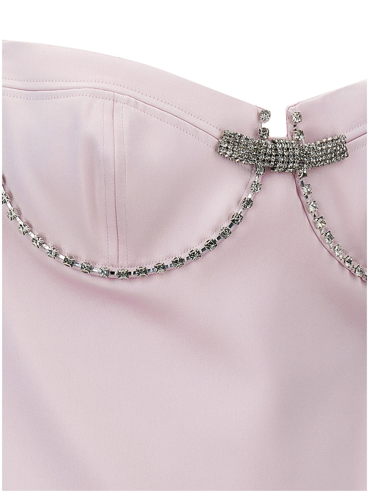 Pink Satin Diamante Mini Abiti Rosa