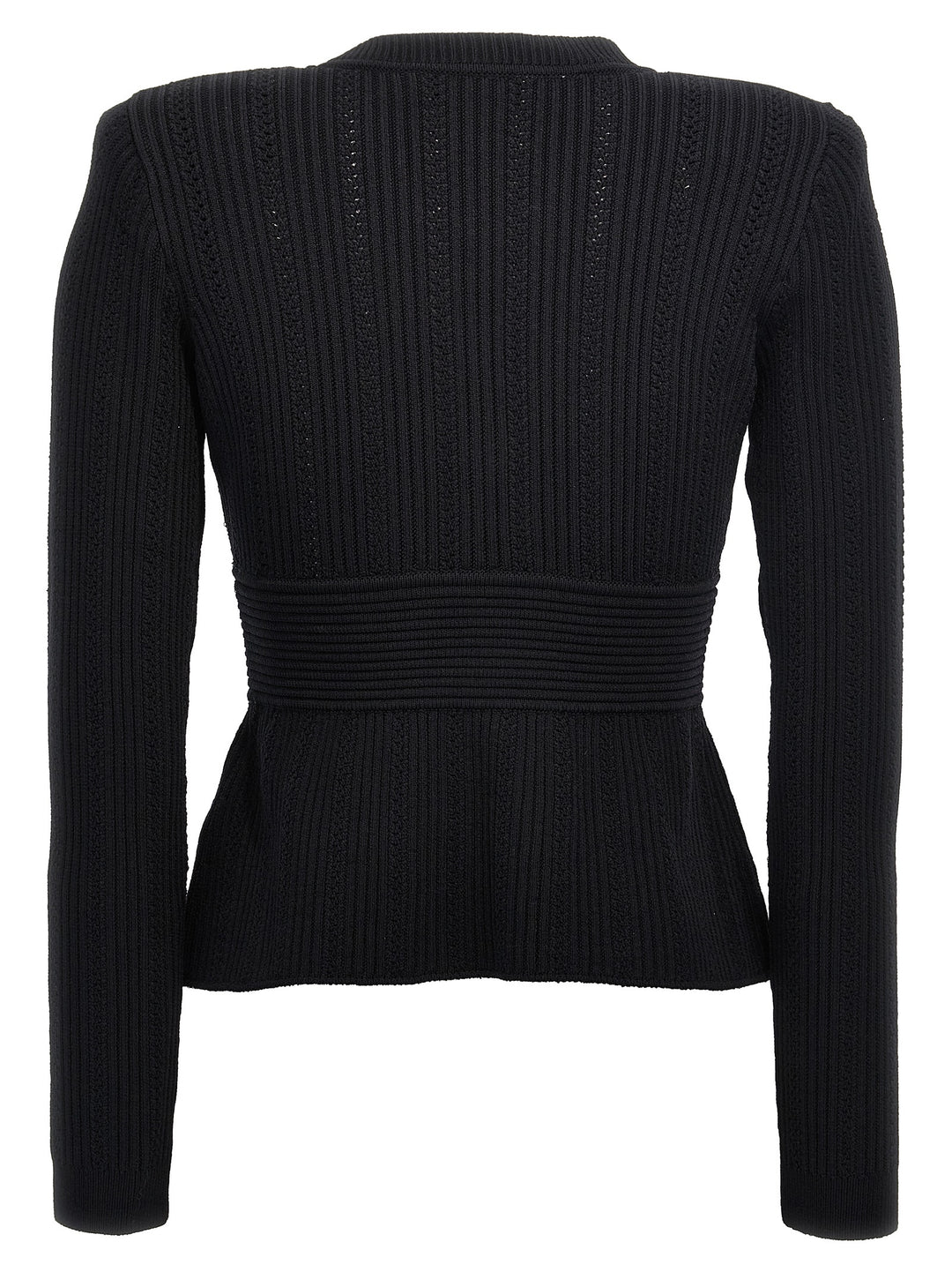 Black Pointelle Knit Maglioni Nero