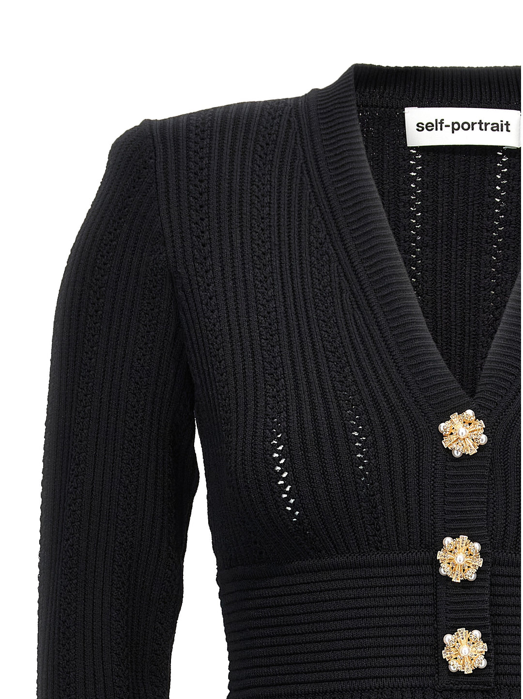 Black Pointelle Knit Maglioni Nero