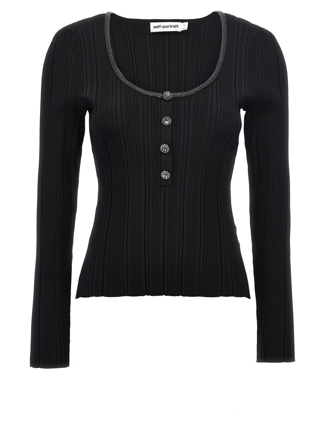 Black Embellished Knit Maglioni Nero